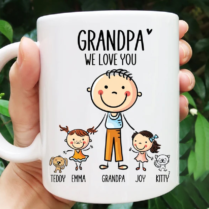 Grandpa We Love You Mug Personalized Mug With Kid Names Grandpa Birthday Gift Fathers Day Gift